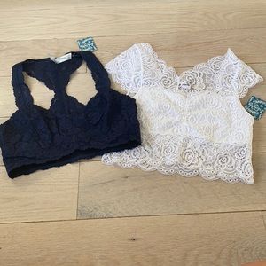🆕2pc free people bralettes white Navy small